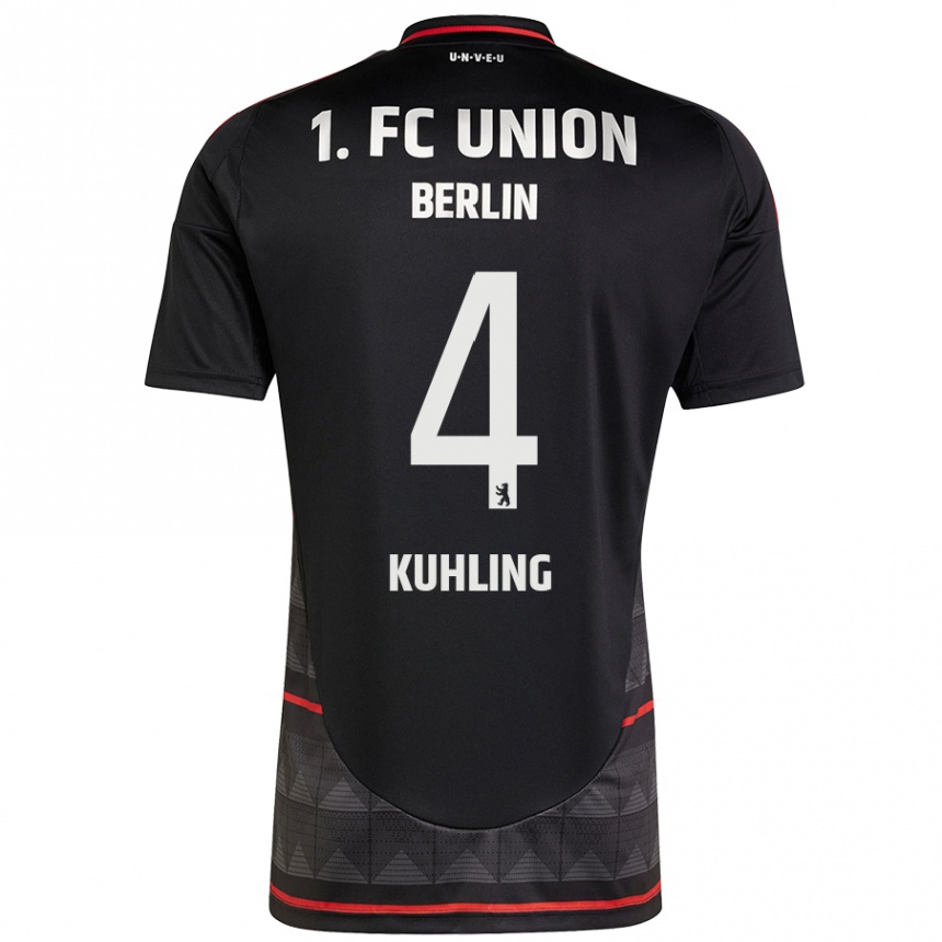 Men Football Ole Kühling #4 Black Away Jersey 2024/25 T-Shirt Canada