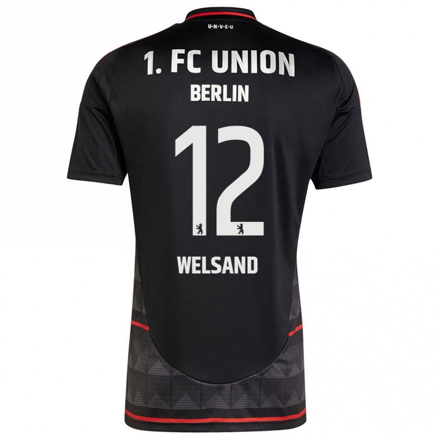 Men Football Oskar Welsand #12 Black Away Jersey 2024/25 T-Shirt Canada