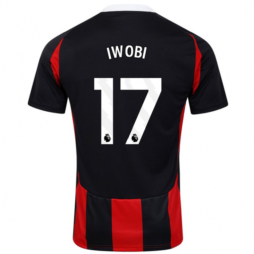 Men Football Alex Iwobi #17 Black Red Away Jersey 2024/25 T-Shirt Canada