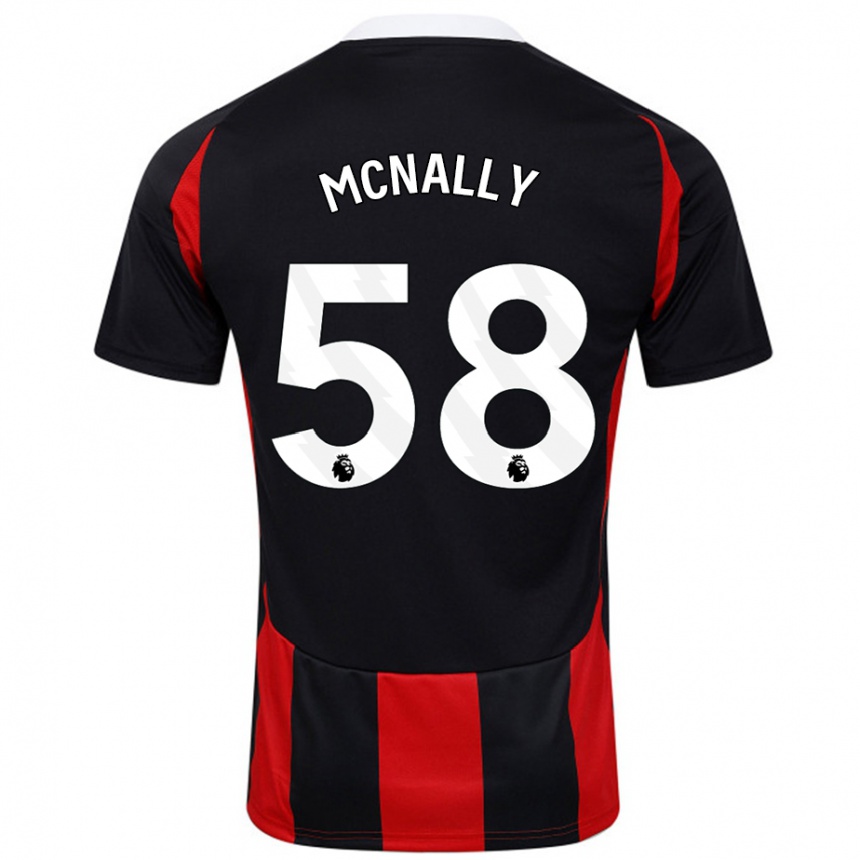 Men Football Alfie Mcnally #58 Black Red Away Jersey 2024/25 T-Shirt Canada