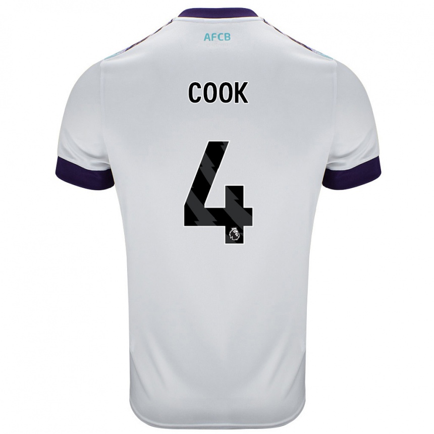 Men Football Lewis Cook #4 White Green Purple Away Jersey 2024/25 T-Shirt Canada