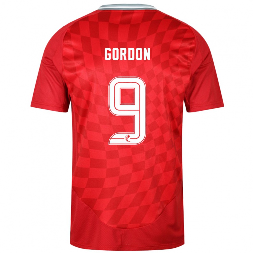 Women Football Lauren Gordon #9 Red Home Jersey 2024/25 T-Shirt Canada