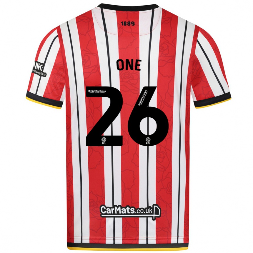 Women Football Ryan Oné #26 Red White Stripes Home Jersey 2024/25 T-Shirt Canada