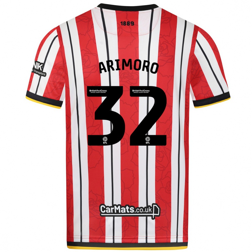 Women Football Juliet Khinde Adebowale-Arimoro #32 Red White Stripes Home Jersey 2024/25 T-Shirt Canada