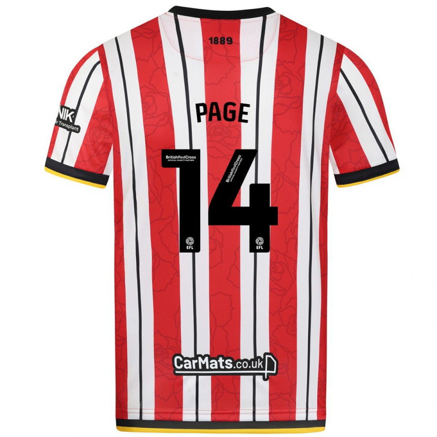 Women Football Olivia Jane Page #14 Red White Stripes Home Jersey 2024/25 T-Shirt Canada