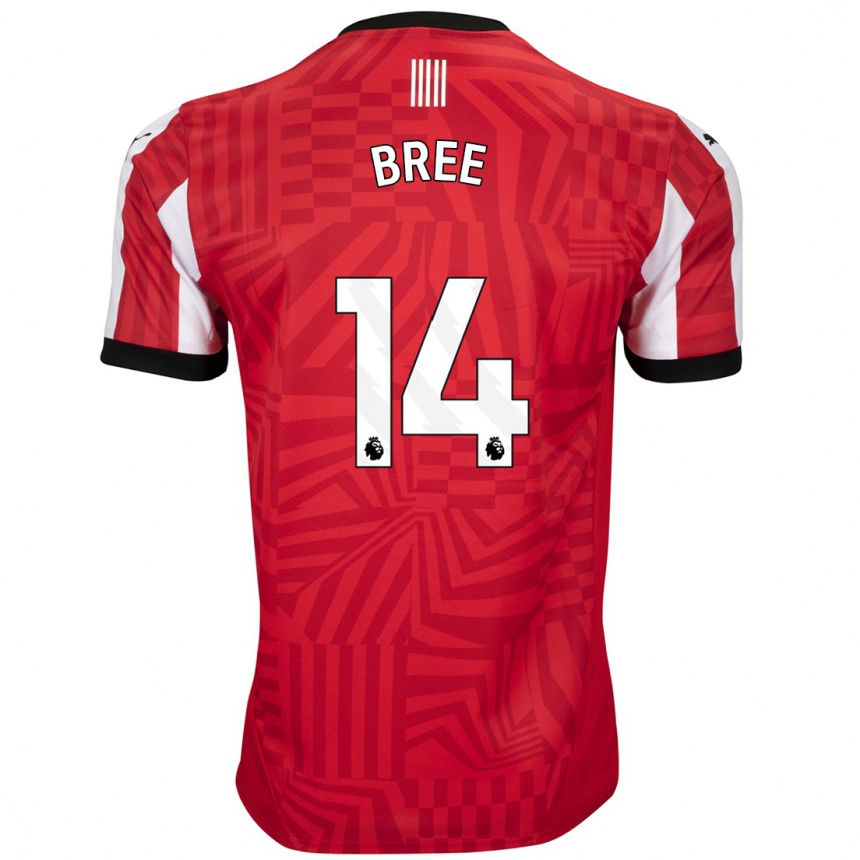 Women Football James Bree #14 Red White Home Jersey 2024/25 T-Shirt Canada