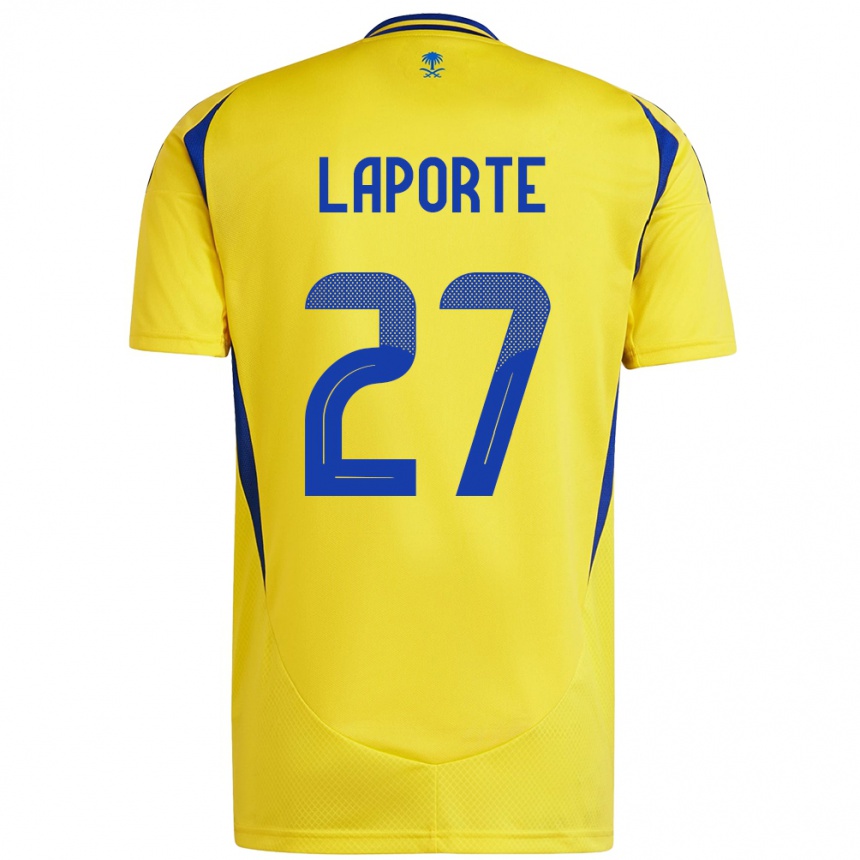 Femme Football Maillot Aymeric Laporte #27 Jaune Bleu Tenues Domicile 2024/25 Canada