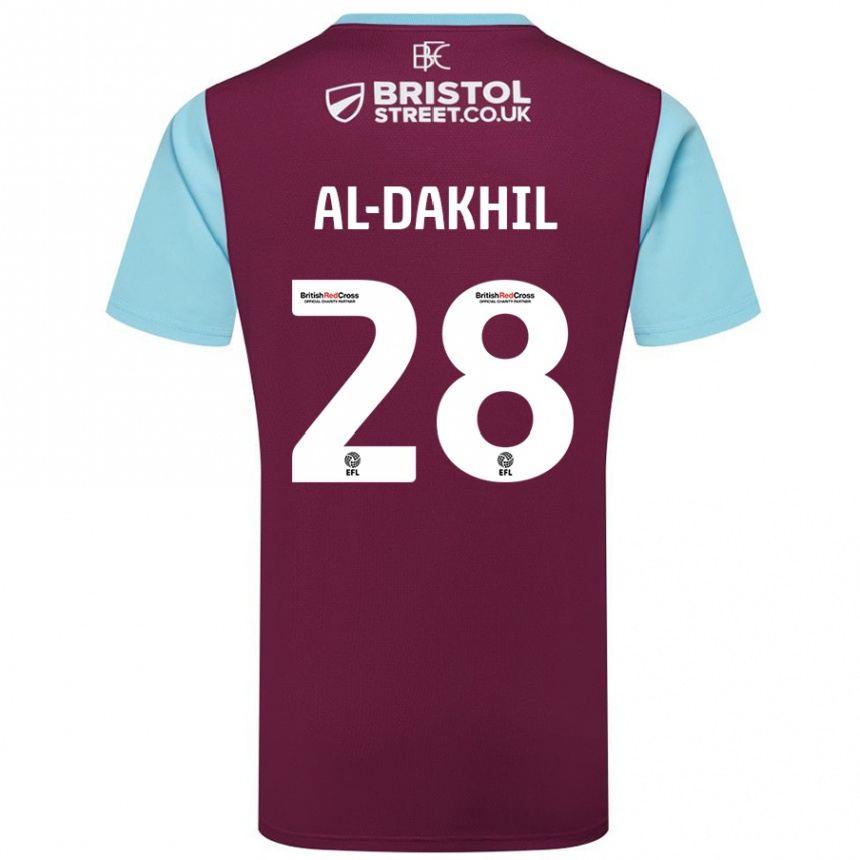 Women Football Ameen Al-Dakhil #28 Burgundy Sky Blue Home Jersey 2024/25 T-Shirt Canada