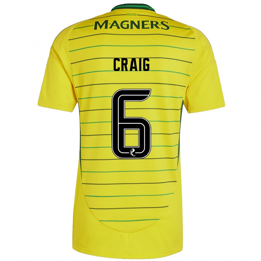 Women Football Chloe Craig #6 Yellow Away Jersey 2024/25 T-Shirt Canada