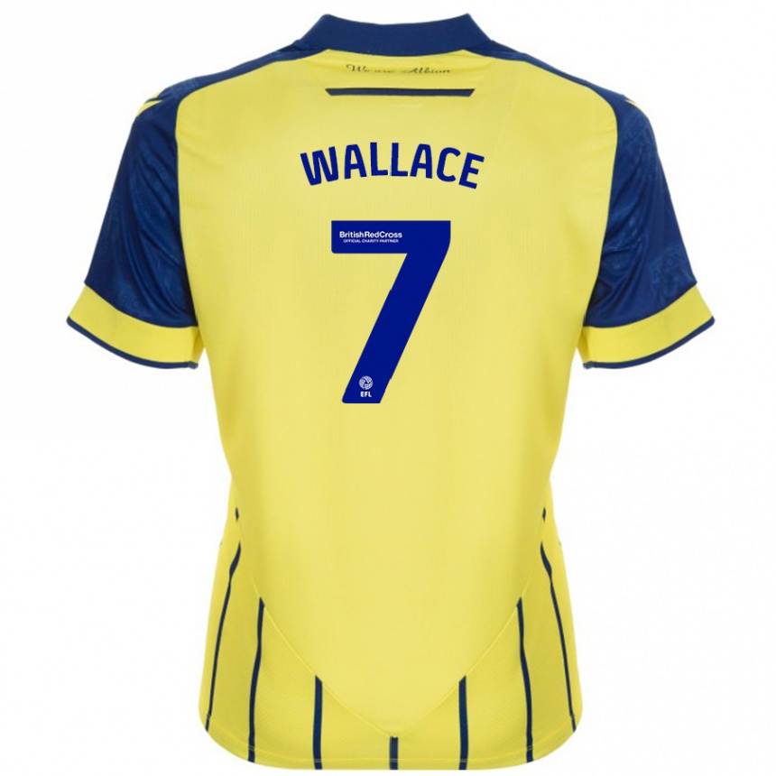 Women Football Jed Wallace #7 Yellow Blue Away Jersey 2024/25 T-Shirt Canada