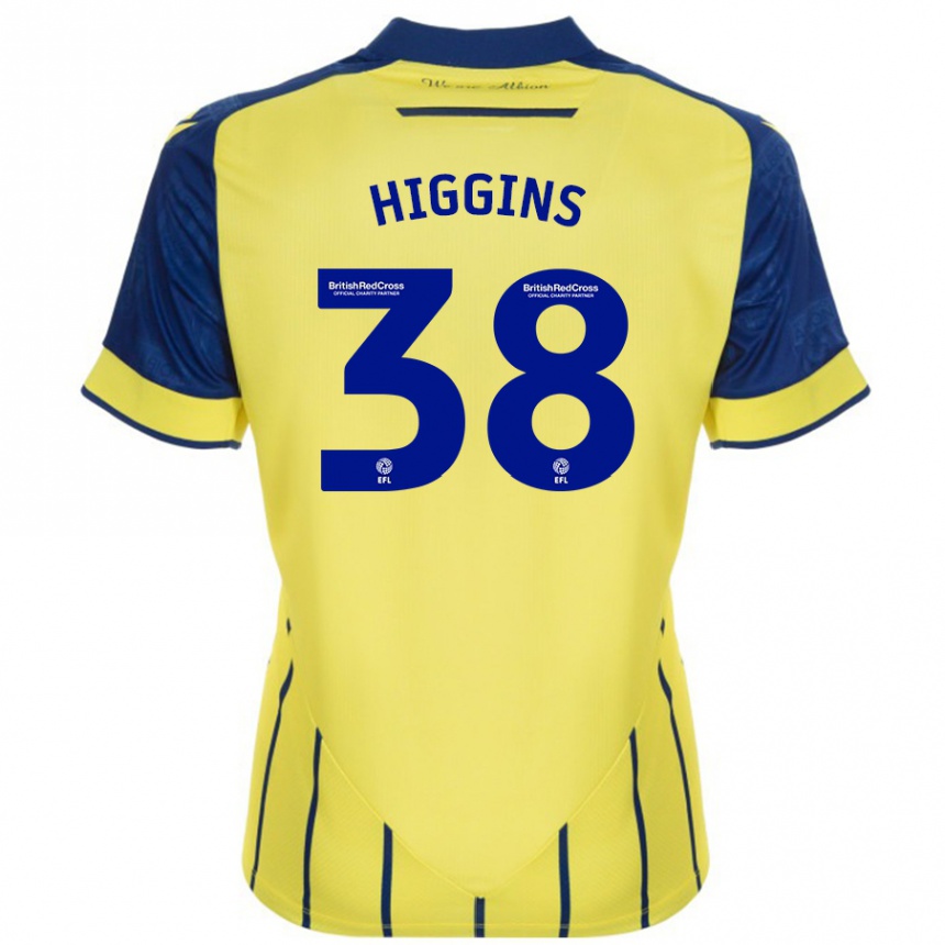 Femme Football Maillot Akeel Higgins #38 Jaune Bleu Tenues Extérieur 2024/25 Canada