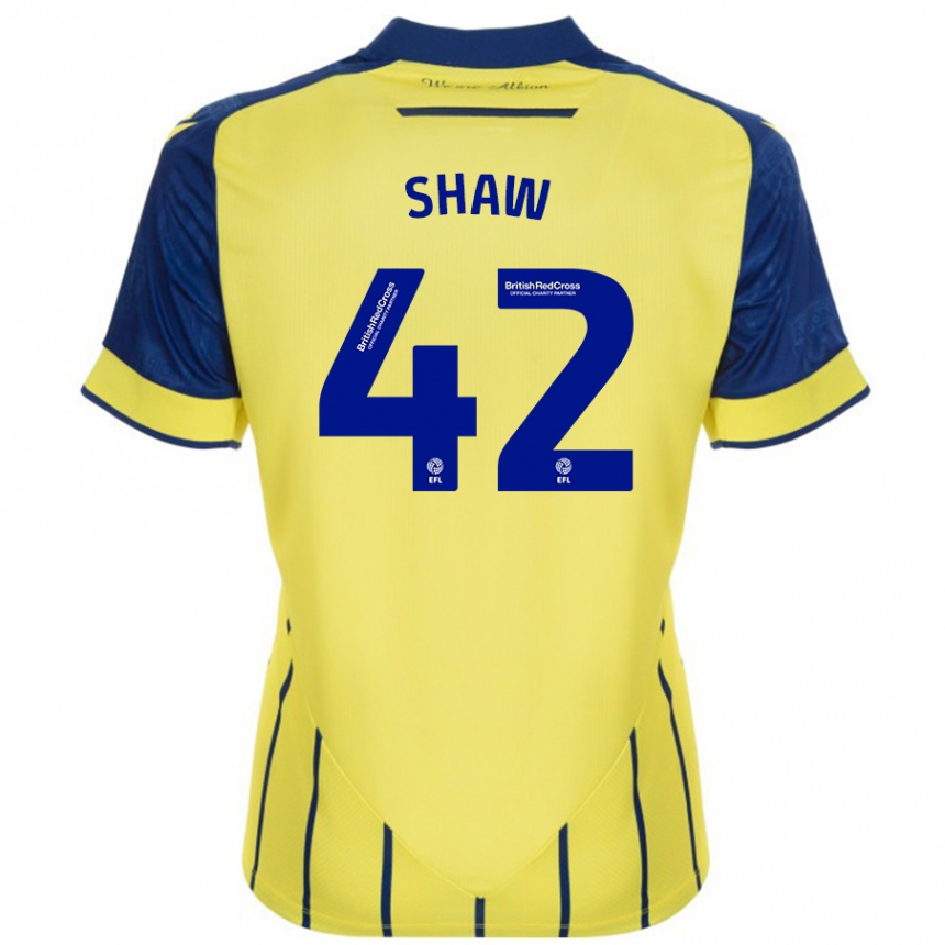 Women Football Josh Shaw #42 Yellow Blue Away Jersey 2024/25 T-Shirt Canada