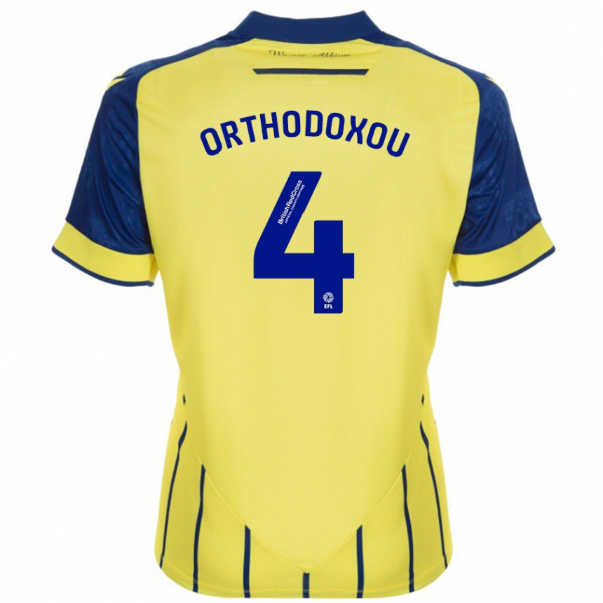 Femme Football Maillot Francesca Orthodoxou #4 Jaune Bleu Tenues Extérieur 2024/25 Canada