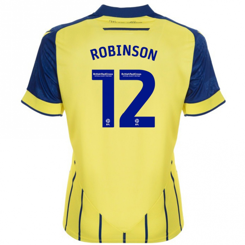 Women Football Leanne Robinson #12 Yellow Blue Away Jersey 2024/25 T-Shirt Canada