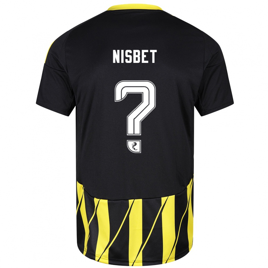 Women Football Kevin Nisbet #0 Black Yellow Away Jersey 2024/25 T-Shirt Canada