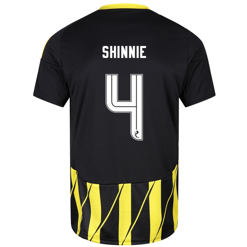 Women Football Graeme Shinnie #4 Black Yellow Away Jersey 2024/25 T-Shirt Canada