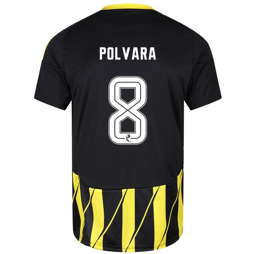 Women Football Dante Polvara #8 Black Yellow Away Jersey 2024/25 T-Shirt Canada