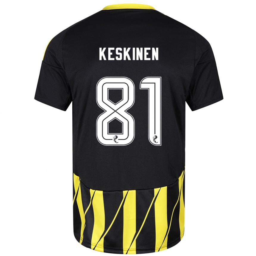 Women Football Topi Keskinen #81 Black Yellow Away Jersey 2024/25 T-Shirt Canada