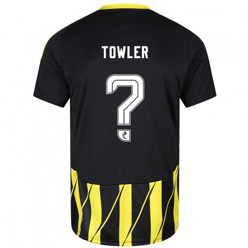 Women Football Evan Towler #0 Black Yellow Away Jersey 2024/25 T-Shirt Canada