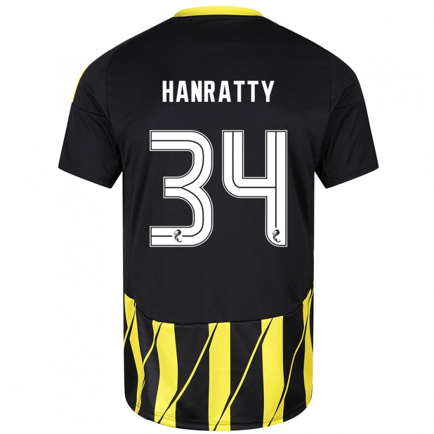 Women Football Kevin Hanratty #34 Black Yellow Away Jersey 2024/25 T-Shirt Canada