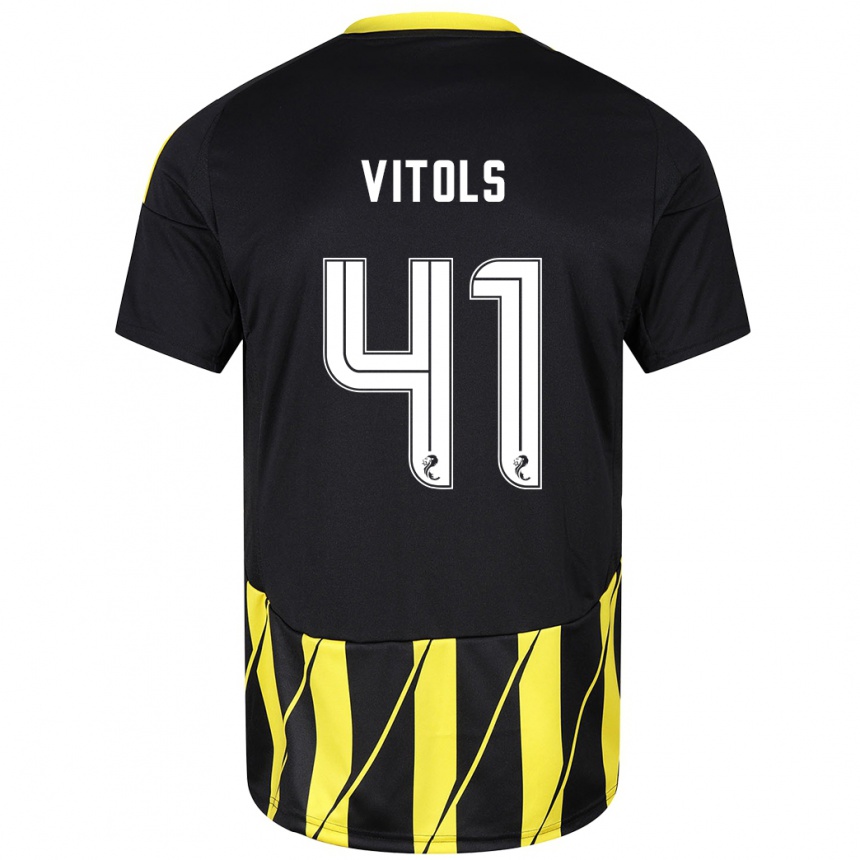 Women Football Rodrigo Vitols #41 Black Yellow Away Jersey 2024/25 T-Shirt Canada