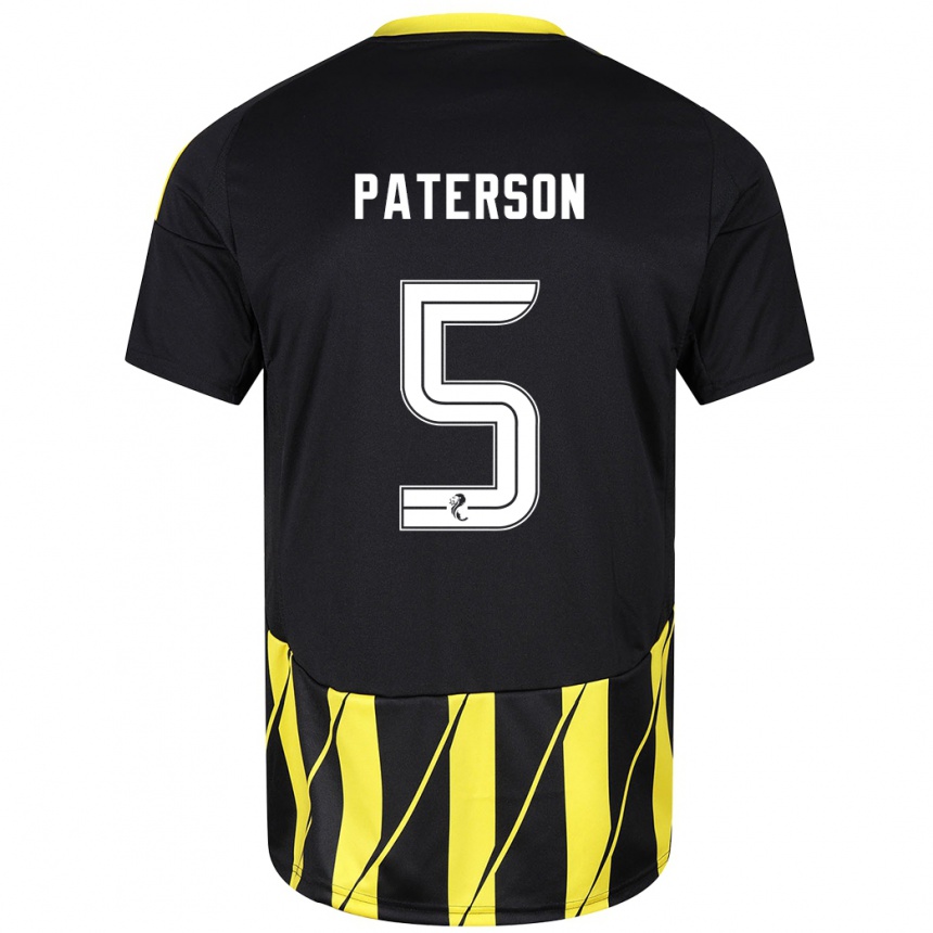 Femme Football Maillot Donna Paterson #5 Noir Jaune Tenues Extérieur 2024/25 Canada