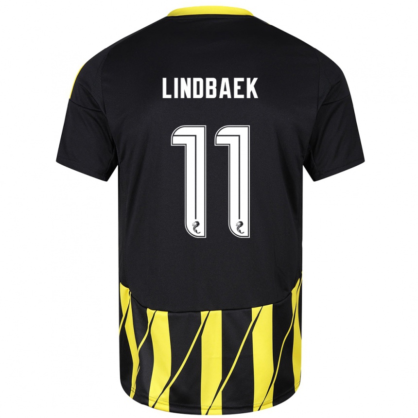 Women Football Adele Lindbaek #11 Black Yellow Away Jersey 2024/25 T-Shirt Canada