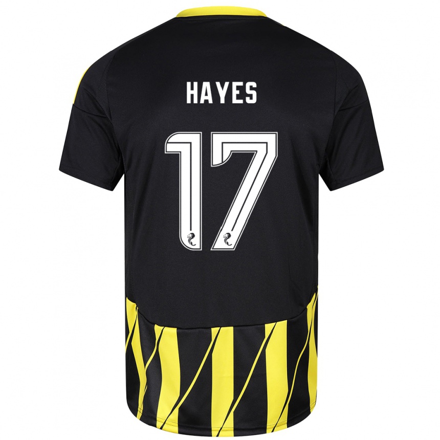 Women Football Jonny Hayes #17 Black Yellow Away Jersey 2024/25 T-Shirt Canada