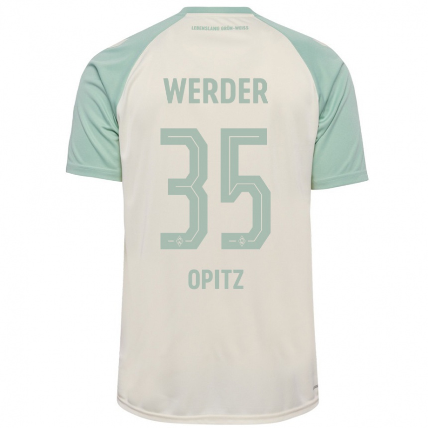 Women Football Leon Opitz #35 Off-White Light Green Away Jersey 2024/25 T-Shirt Canada