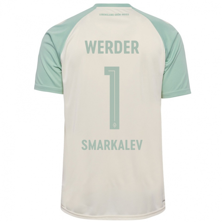 Women Football Stefan Smarkalev #1 Off-White Light Green Away Jersey 2024/25 T-Shirt Canada