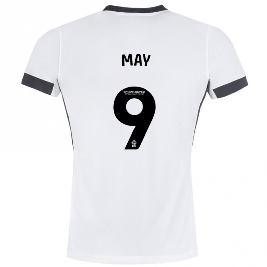 Women Football Alfie May #9 White Black Away Jersey 2024/25 T-Shirt Canada