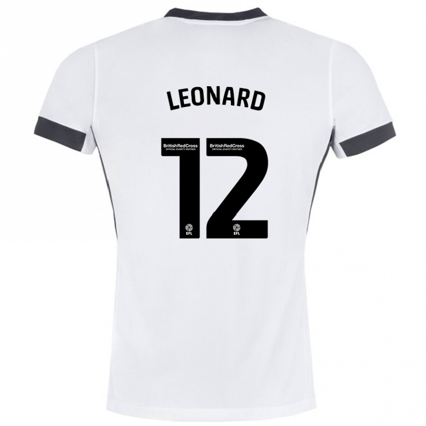 Women Football Marc Leonard #12 White Black Away Jersey 2024/25 T-Shirt Canada