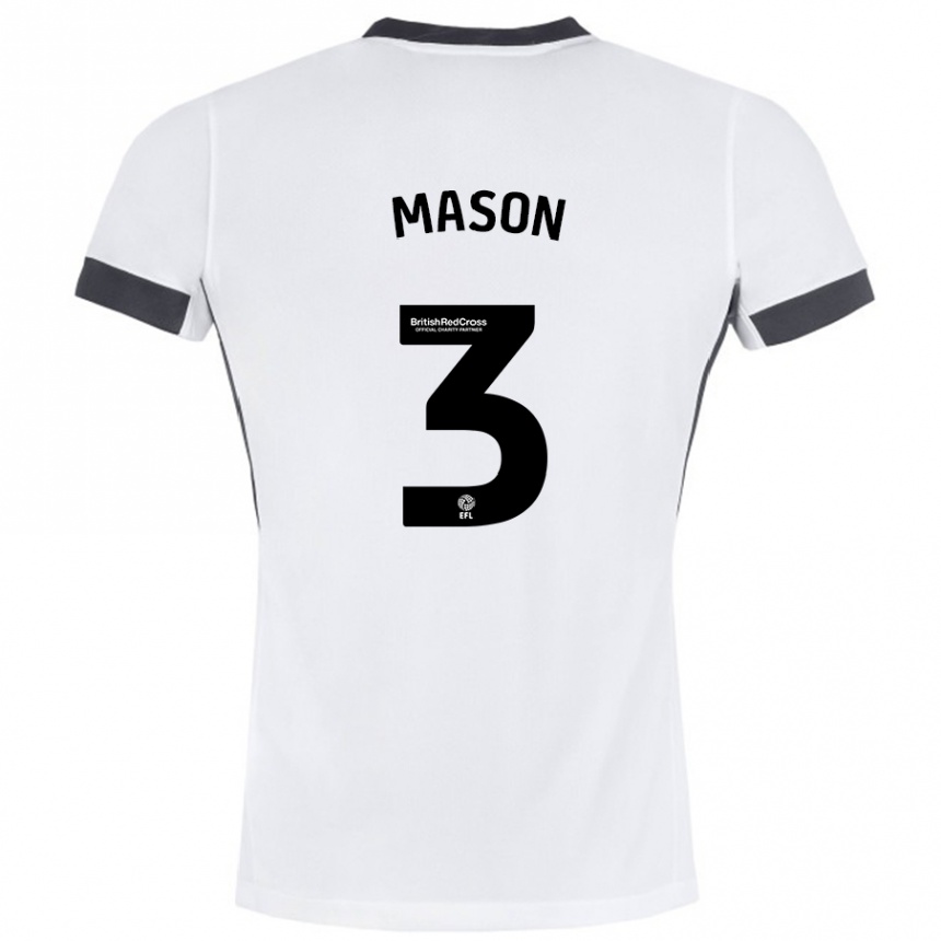 Femme Football Maillot Ellie Mason #3 Blanc Noir Tenues Extérieur 2024/25 Canada