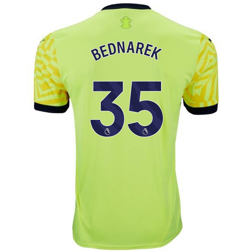 Women Football Jan Bednarek #35 Yellow Away Jersey 2024/25 T-Shirt Canada