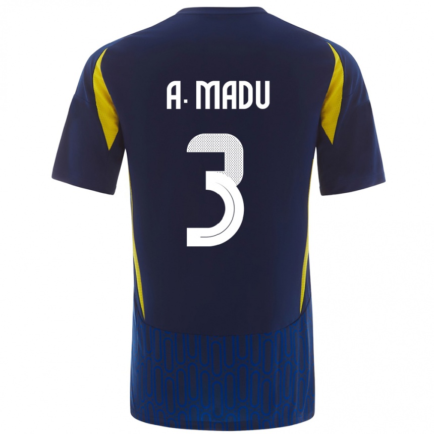 Femme Football Maillot Abdullah Madu #3 Bleu Jaune Tenues Extérieur 2024/25 Canada