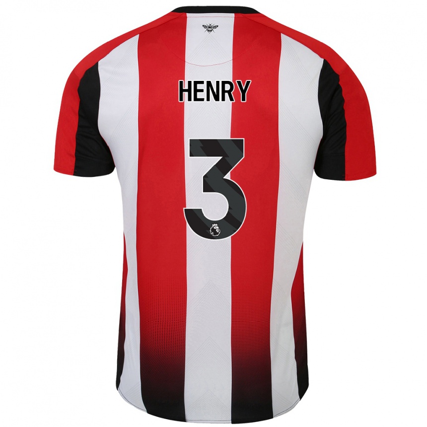 Kids Football Rico Henry #3 Red White Home Jersey 2024/25 T-Shirt Canada