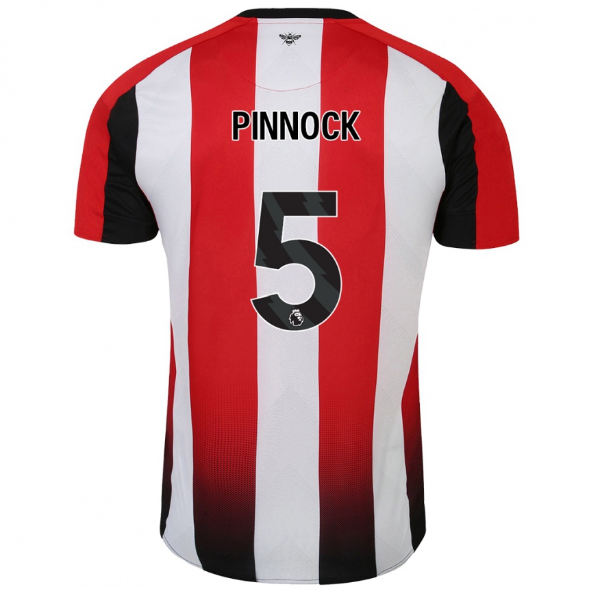 Kids Football Ethan Pinnock #5 Red White Home Jersey 2024/25 T-Shirt Canada