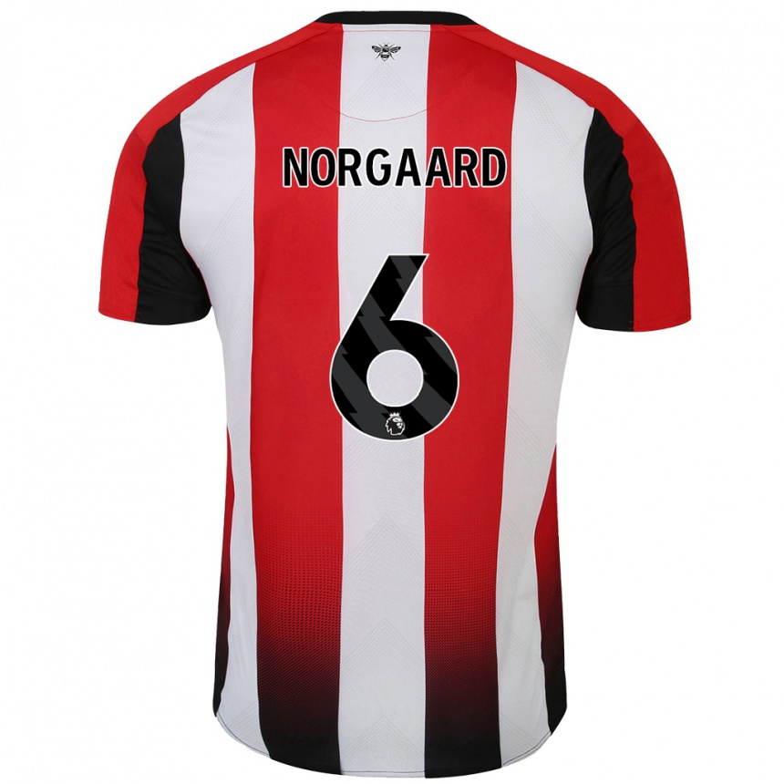 Kids Football Christian Nørgaard #6 Red White Home Jersey 2024/25 T-Shirt Canada