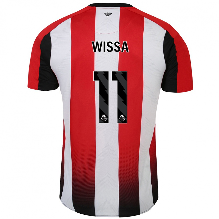 Kids Football Yoane Wissa #11 Red White Home Jersey 2024/25 T-Shirt Canada