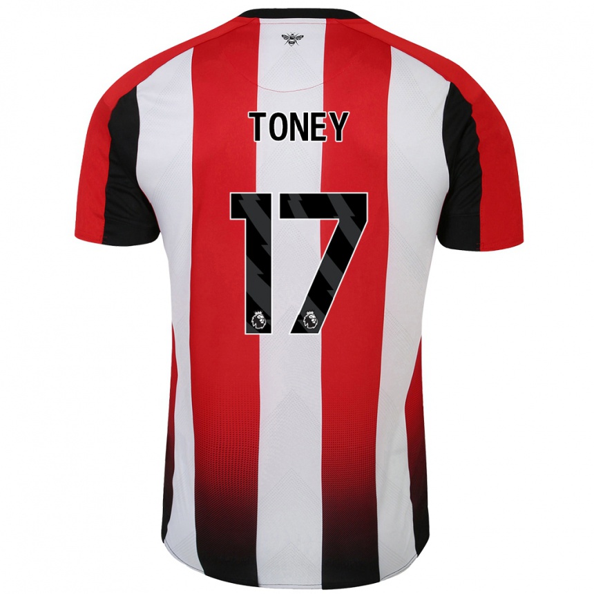 Kids Football Ivan Toney #17 Red White Home Jersey 2024/25 T-Shirt Canada