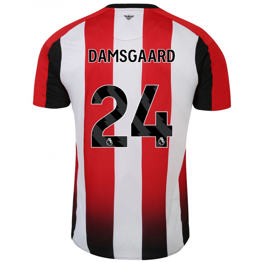 Kids Football Mikkel Damsgaard #24 Red White Home Jersey 2024/25 T-Shirt Canada