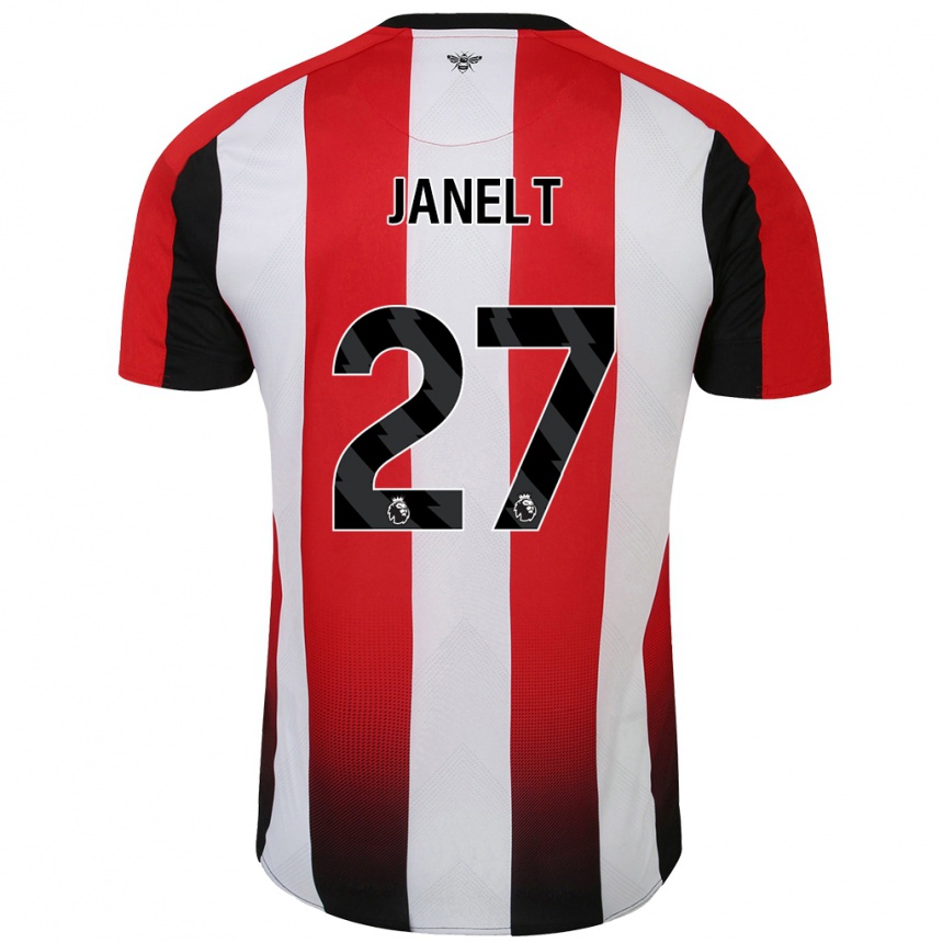 Kids Football Vitaly Janelt #27 Red White Home Jersey 2024/25 T-Shirt Canada