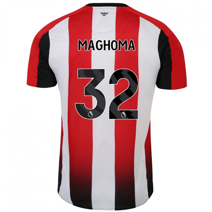 Kids Football Paris Maghoma #32 Red White Home Jersey 2024/25 T-Shirt Canada