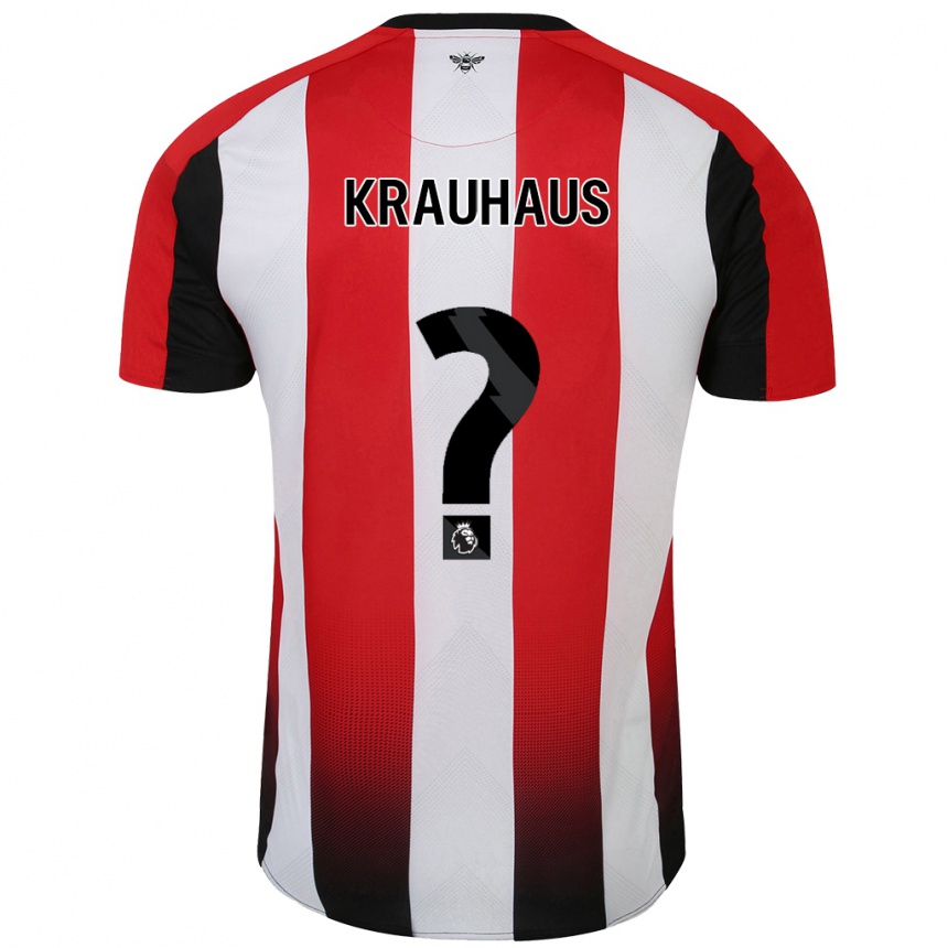 Kids Football Ben Krauhaus #0 Red White Home Jersey 2024/25 T-Shirt Canada