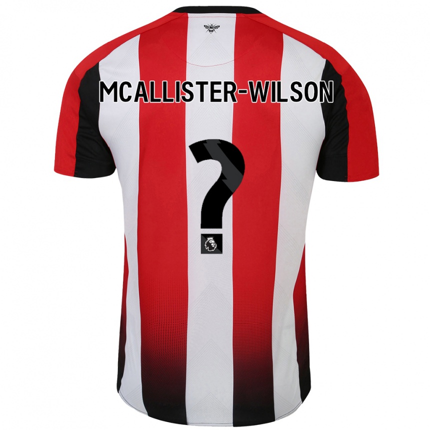 Kids Football Zack Mcallister-Wilson #0 Red White Home Jersey 2024/25 T-Shirt Canada