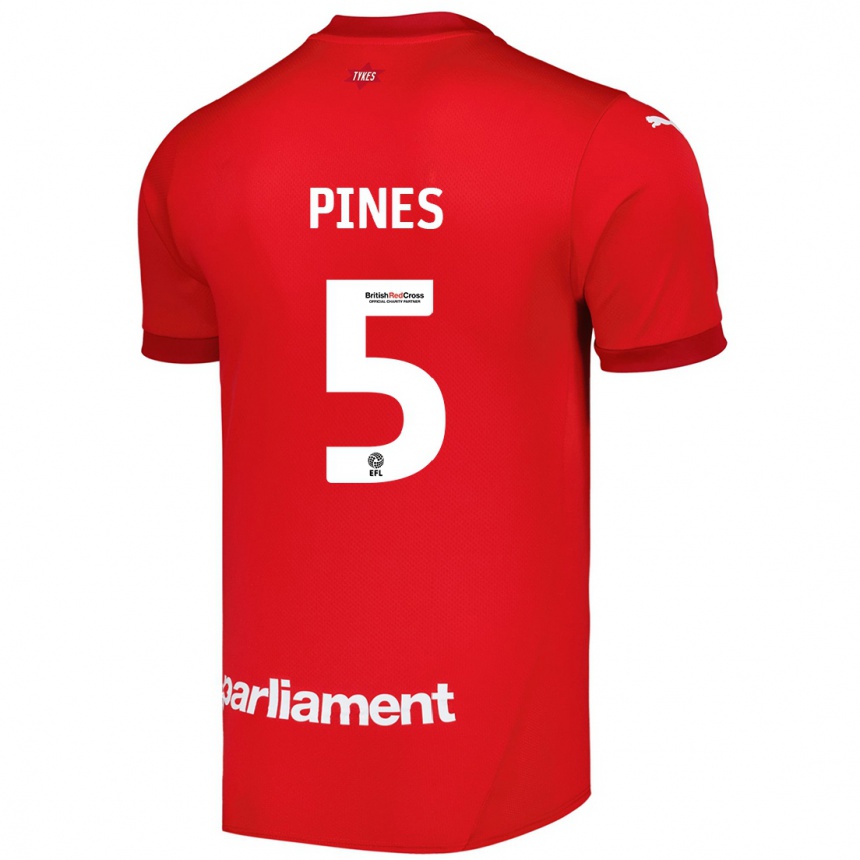 Kids Football Donovan Pines #5 Red Home Jersey 2024/25 T-Shirt Canada