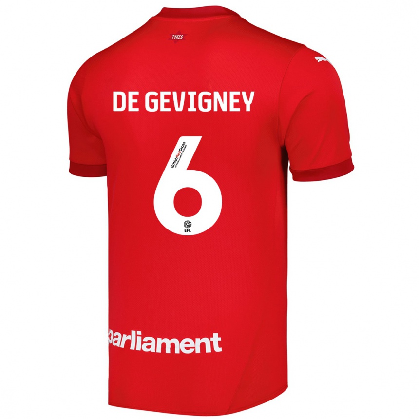 Kids Football Maël De Gevigney #6 Red Home Jersey 2024/25 T-Shirt Canada