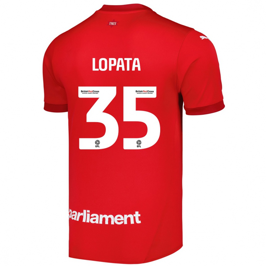 Kids Football Kacper Lopata #35 Red Home Jersey 2024/25 T-Shirt Canada