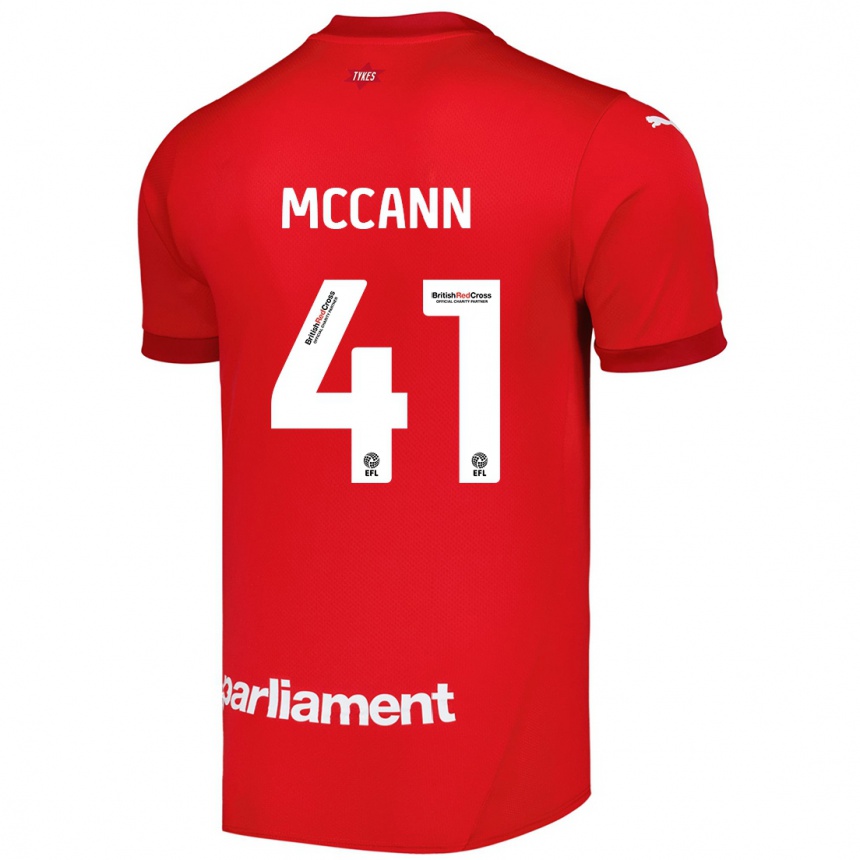 Kids Football Bayley Mccann #41 Red Home Jersey 2024/25 T-Shirt Canada