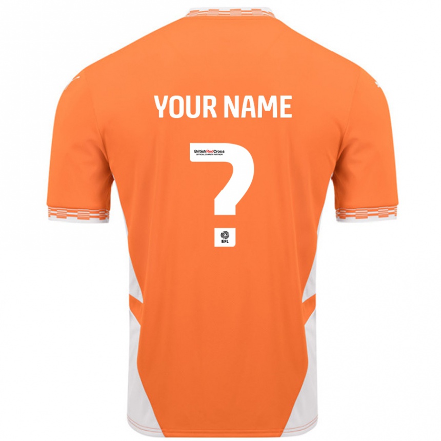 Kids Football Your Name #0 Orange White Home Jersey 2024/25 T-Shirt Canada